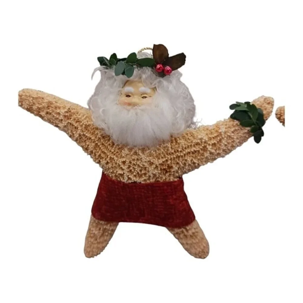 Santa starfish set of 2 ornaments